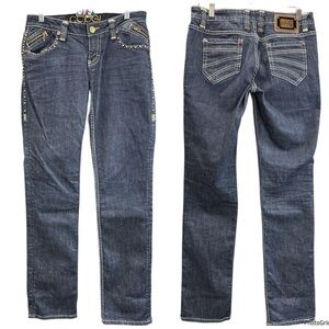 Coogi Y2K Heavily Embellished Dark Wash Jeans $148 MSRP Size 7/8